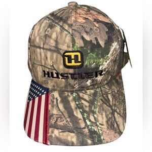 Mossy Oak Hustler Camo Adjustable Hat w/ American Flag Strap NWT